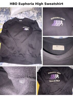 HBO Euphoria High Track & Field Black Crewneck Sweatshirt Large